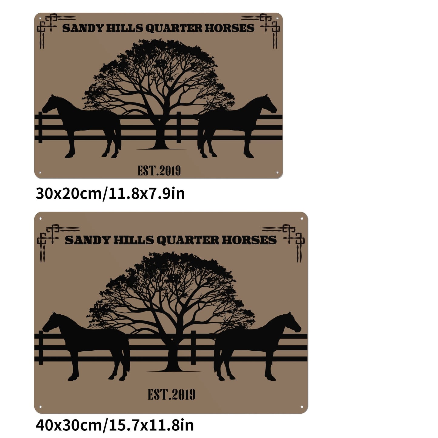 Horses Under a Tree Customizable Metal Sign - Cozy Corner