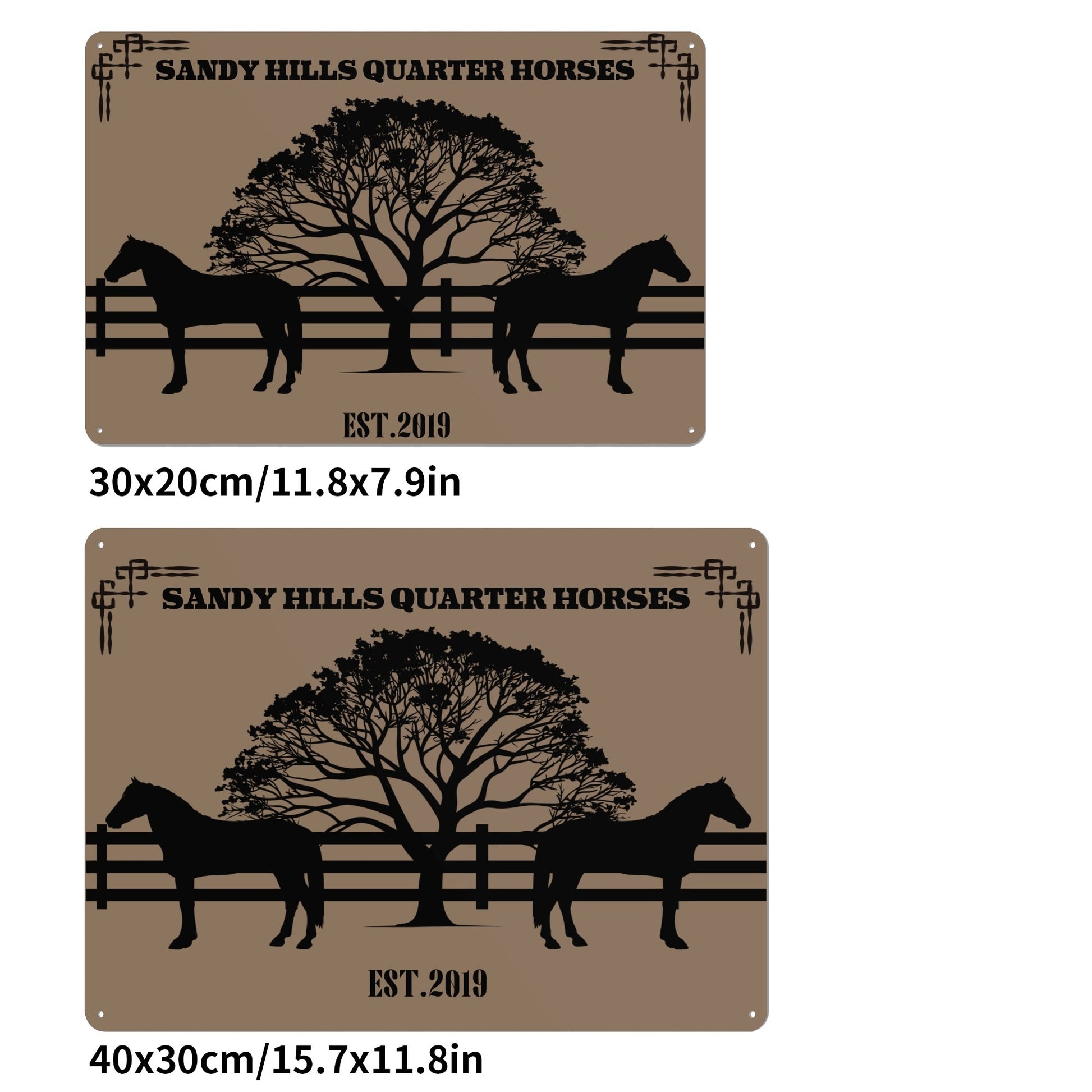 Horses Under a Tree Customizable Metal Sign - Cozy Corner