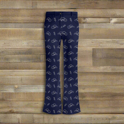 Hats and Roses Flare Pants - Cozy Corner