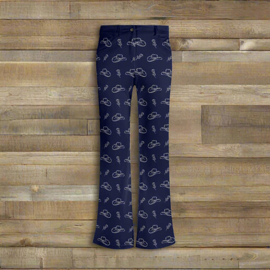 Hats and Roses Flare Pants - Cozy Corner