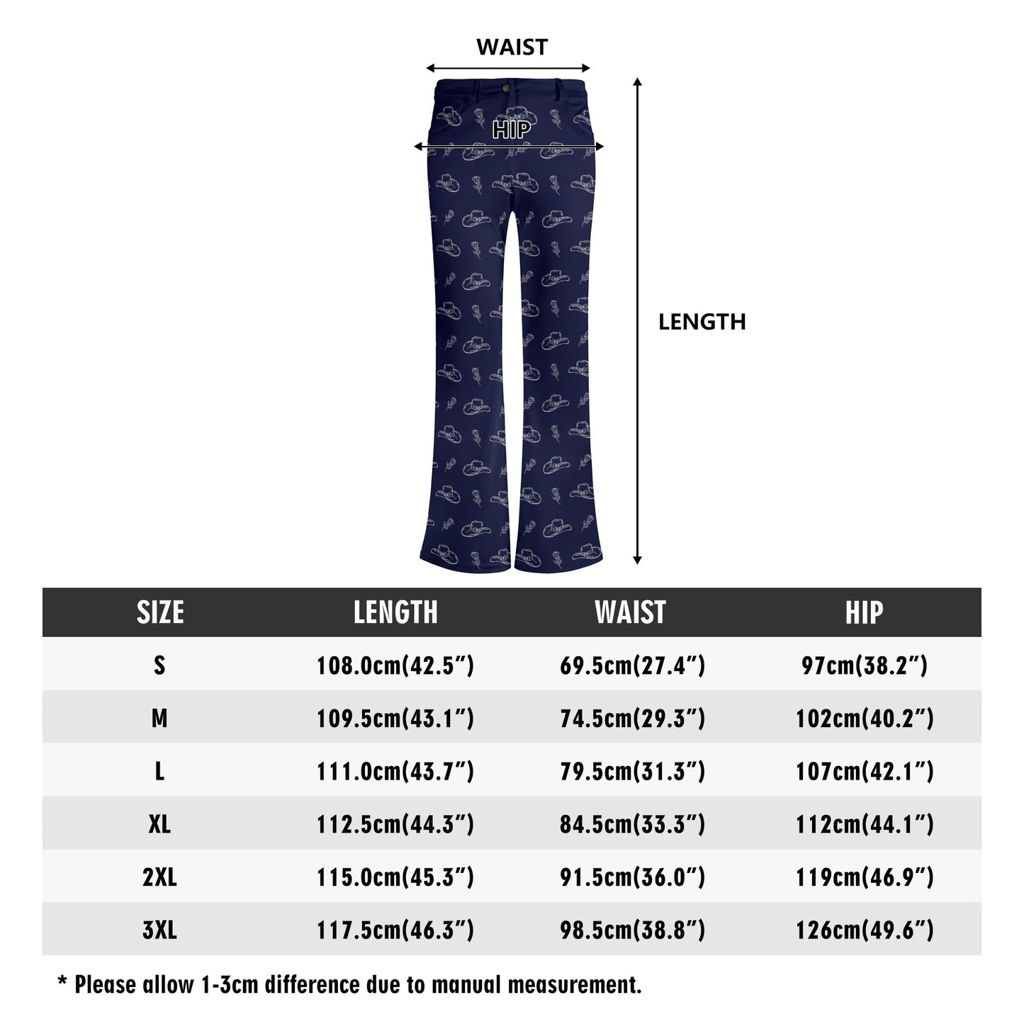 Hats and Roses Flare Pants - Cozy Corner