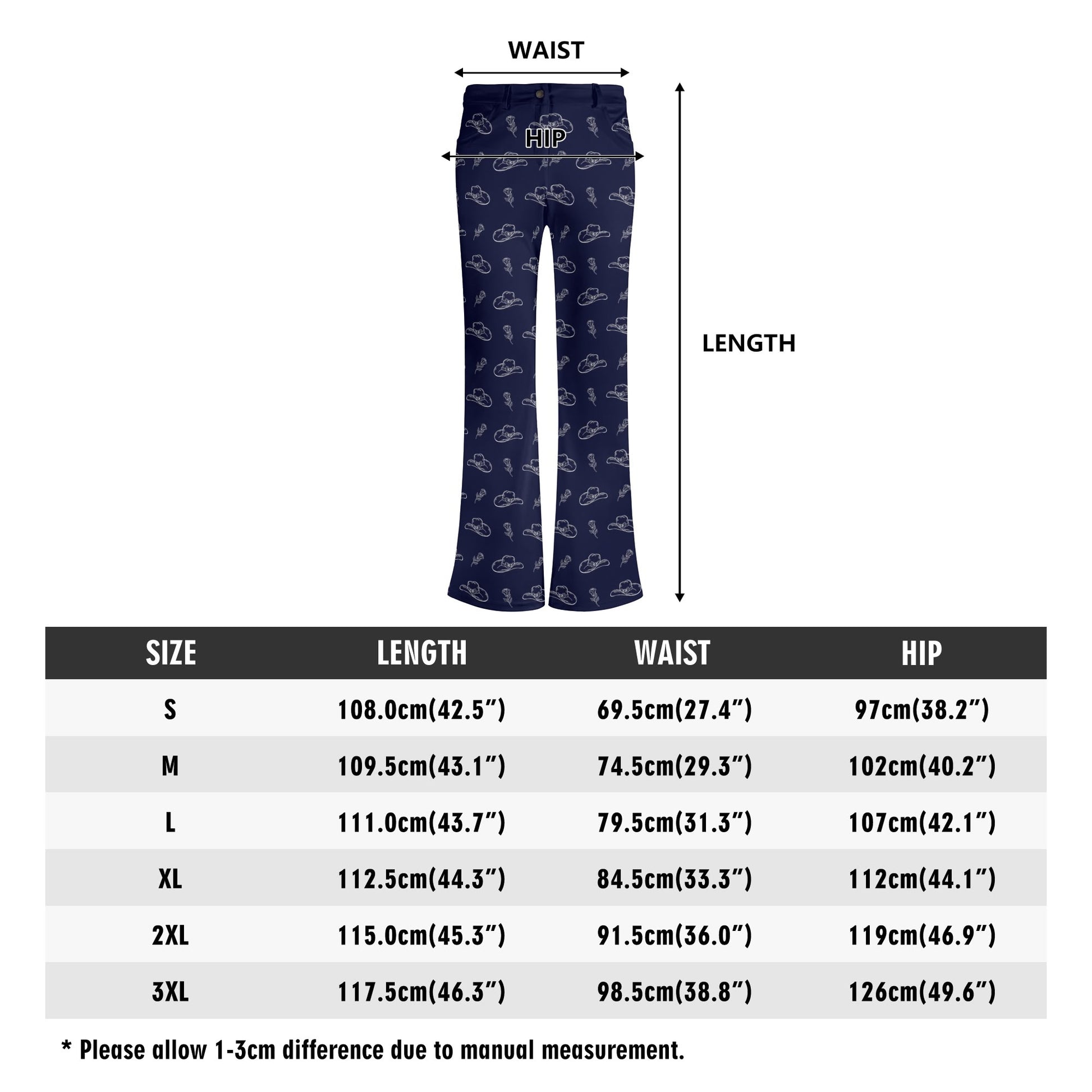 Hats and Roses Flare Pants - Cozy Corner