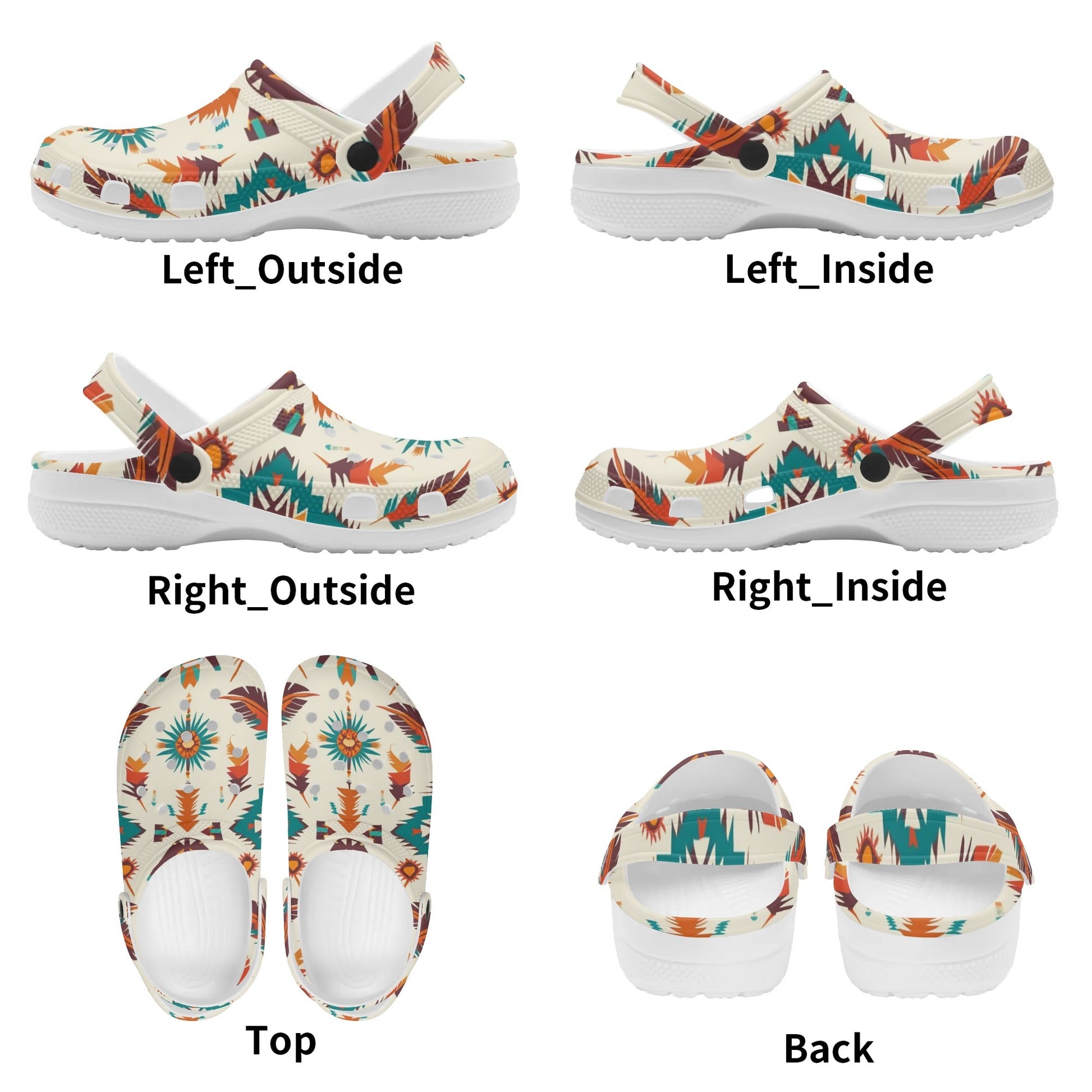 Cream and Turqoise Aztec Print Classic Slip On Shoes - Cozy Corner