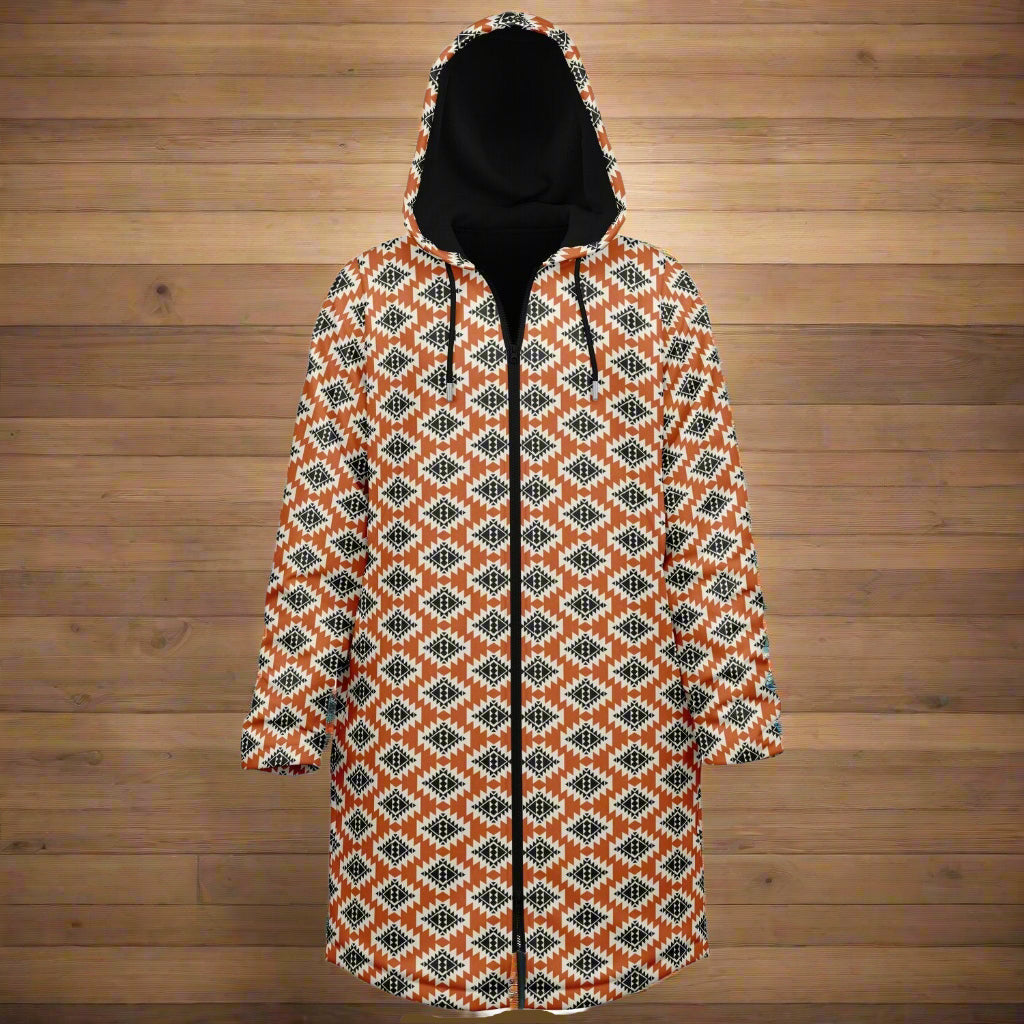Orange and Black Aztec Zipped Cloak - Cozy Corner