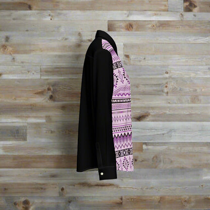 Women's Classic Purple and Black Aztec Button-Up Shirt - Cozy Corner